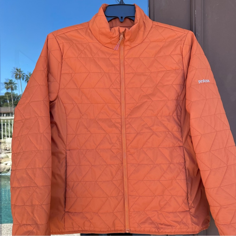 Prana PURE Orange Lightweight Puffer-Style Jacket Full-Zip XL